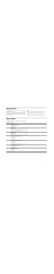 Wipe protection, Notes, Basic settings | Neff T93T42N2MK User Manual | Page 33 / 52