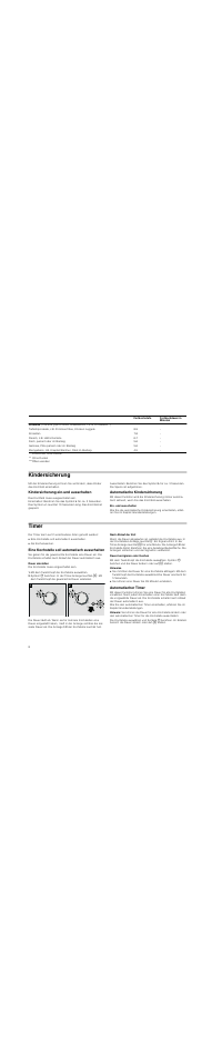 Kindersicherung, Kindersicherung ein-und ausschalten, Automatische kindersicherung | Ein- und ausschalten, Timer, Eine kochstelle soll automatisch ausschalten, Dauer einstellen, Mit dem twist-knopf die kochstelle auswählen, Nach ablauf der zeit, Dauer korrigieren oder löschen | Neff T93T42N2MK User Manual | Page 8 / 52