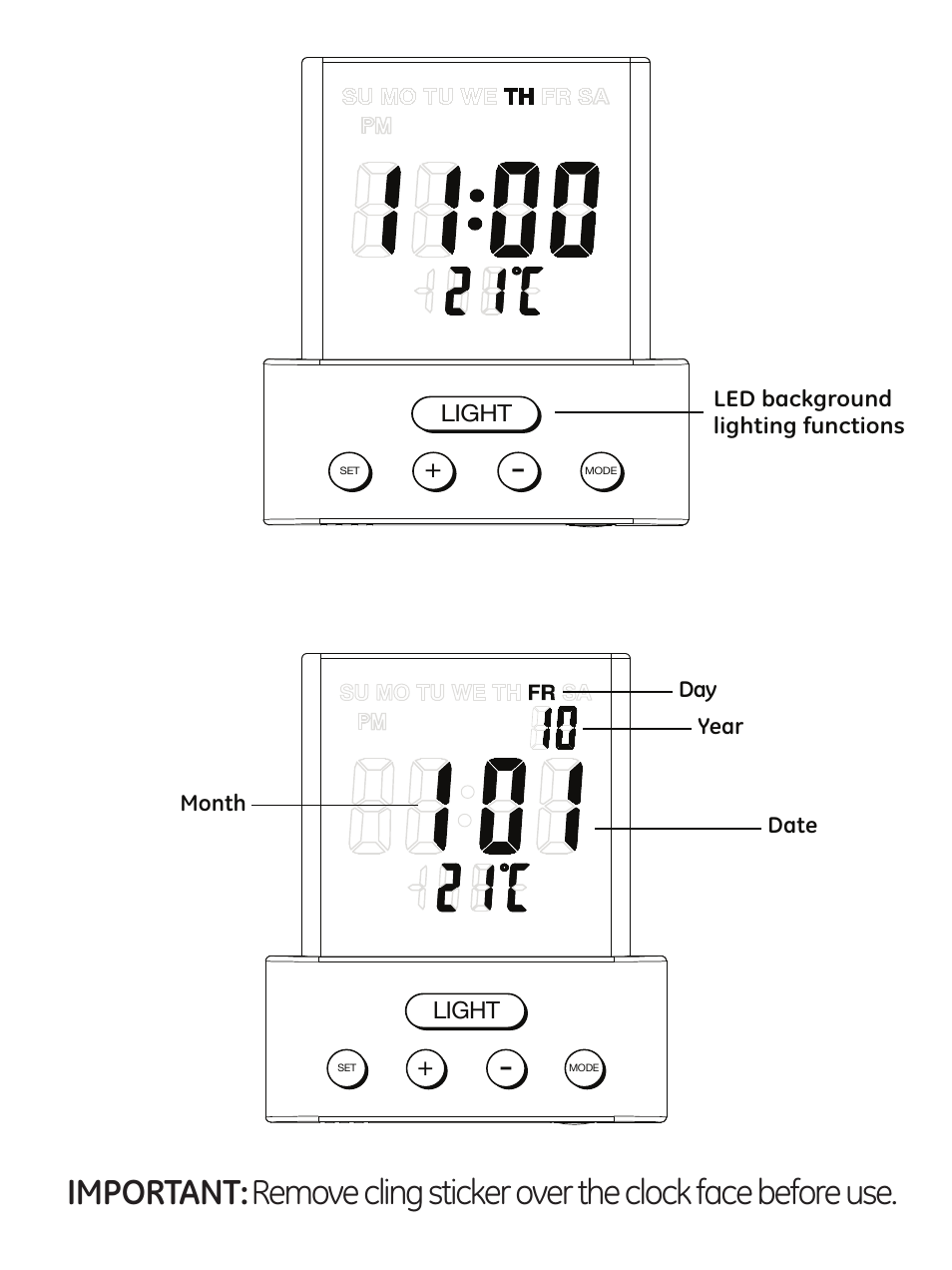 GE 11152 Time & Temperature Night Light User Manual | Page 2 / 7