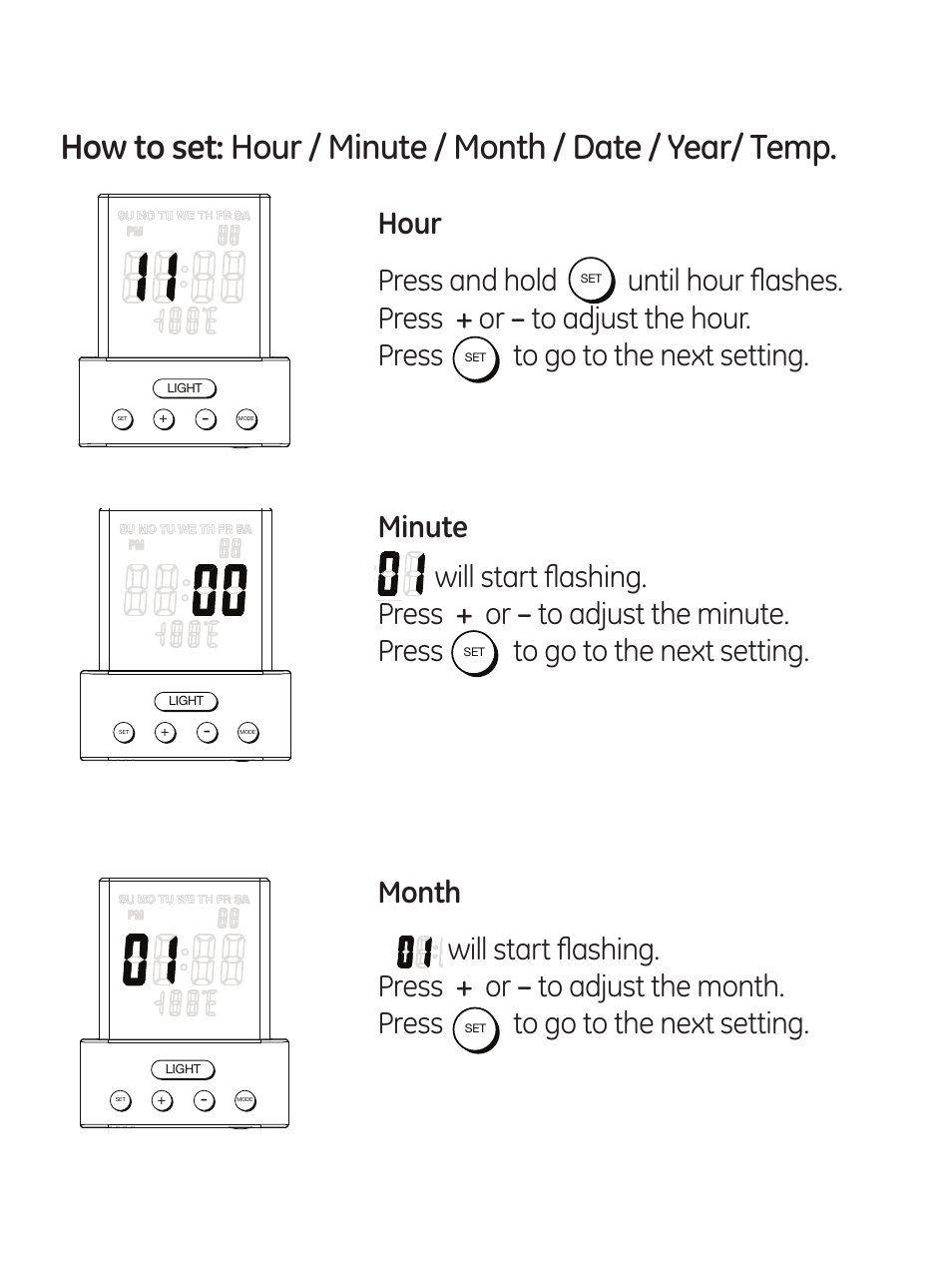 GE 11152 Time & Temperature Night Light User Manual | Page 4 / 7