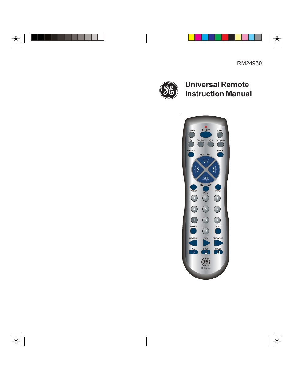 GE 84930 GE Universal Remote User Manual | 9 pages