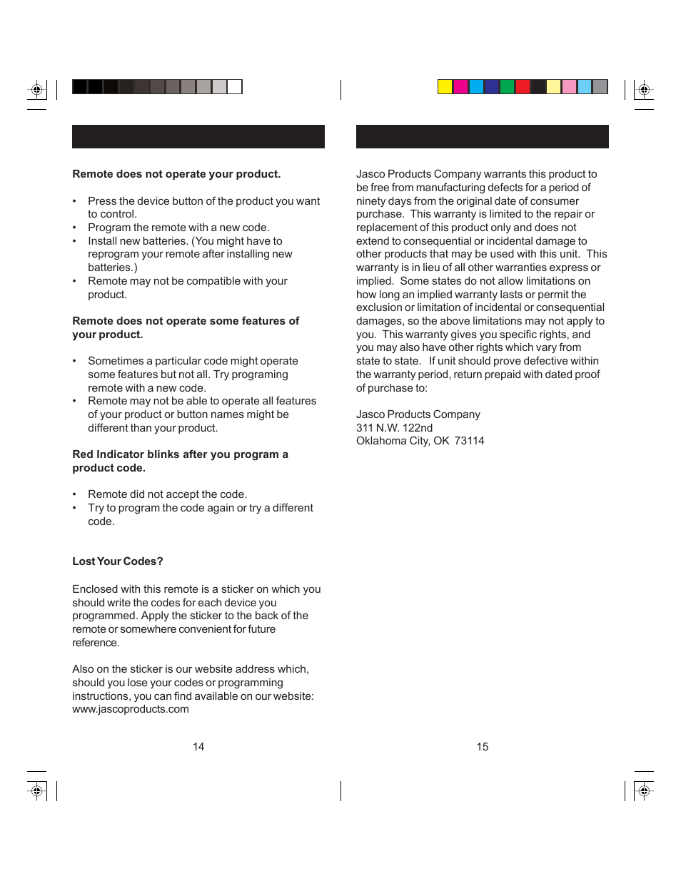 GE 84930 GE Universal Remote User Manual | Page 8 / 9