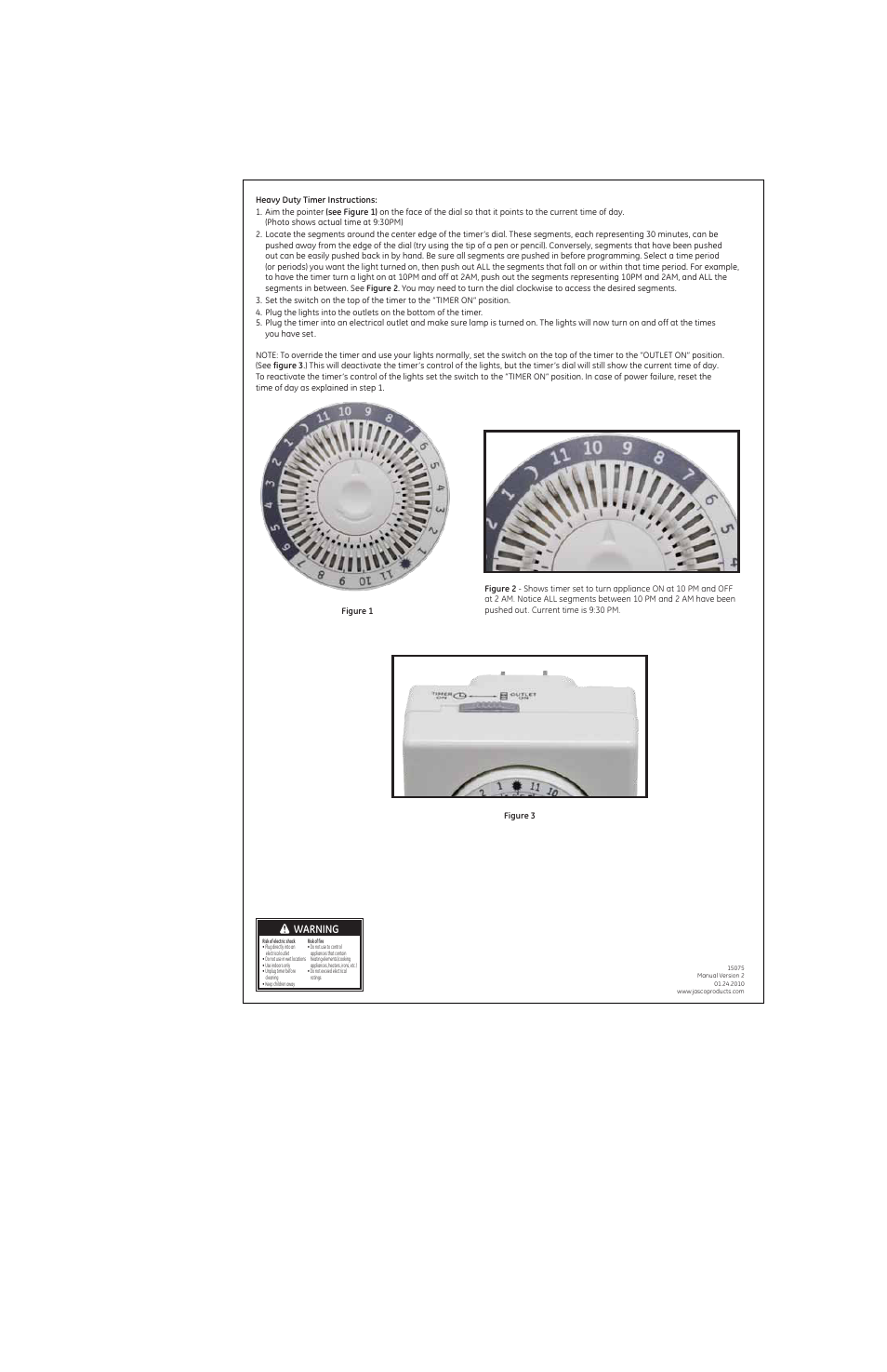 GE Plug-In 15075 Mechanical Timer User Manual | 1 page