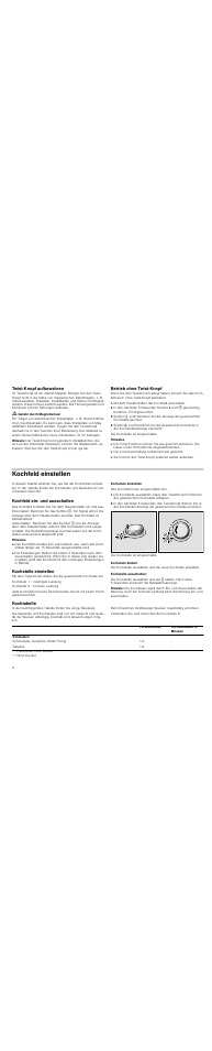 Twist-knopf aufbewahren, M gefahr durch magnetismus, Hinweis | Betrieb ohne twist-knopf, Mit dem hauptschalter das kochfeld einschalten, Hinweise, Kochfeld einstellen, Kochfeld ein- und ausschalten, Kochstelle einstellen, Kochstufe einstellen | Neff T83T40N0MC User Manual | Page 6 / 52
