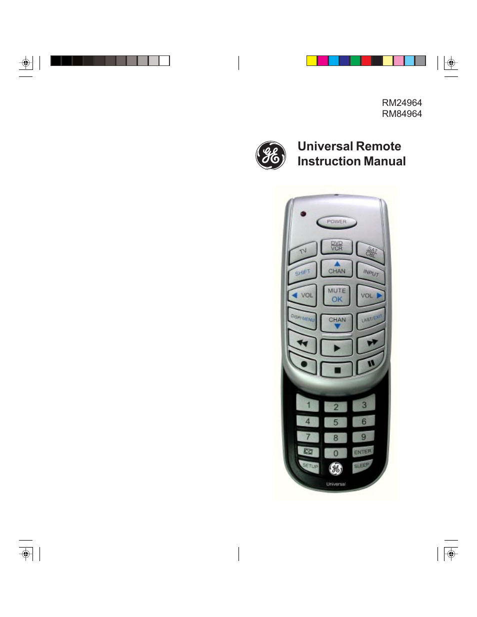 GE 24964 GE Universal 3-Device Slider Remote User Manual | 9 pages