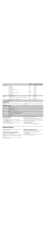 Bratprogramme, Bratprogramme einstellen, Symbol ä berühren. das ‘ in der anzeige leuchtet | Bratprogramme ausschalten, Kindersicherung, Kindersicherung ein-und ausschalten, Automatische kindersicherung, Ein- und ausschalten | Neff T83T82N0MC User Manual | Page 10 / 56