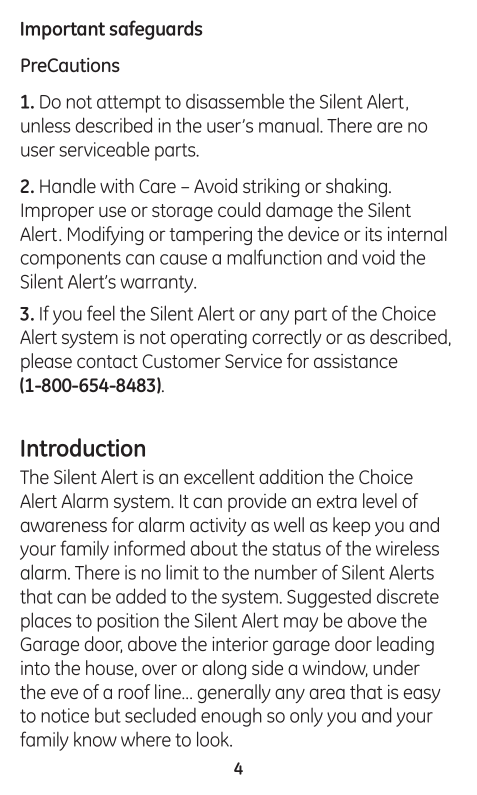 Introduction | GE 45137 GE Choice Alert Silent Alert User Manual | Page 4 / 12