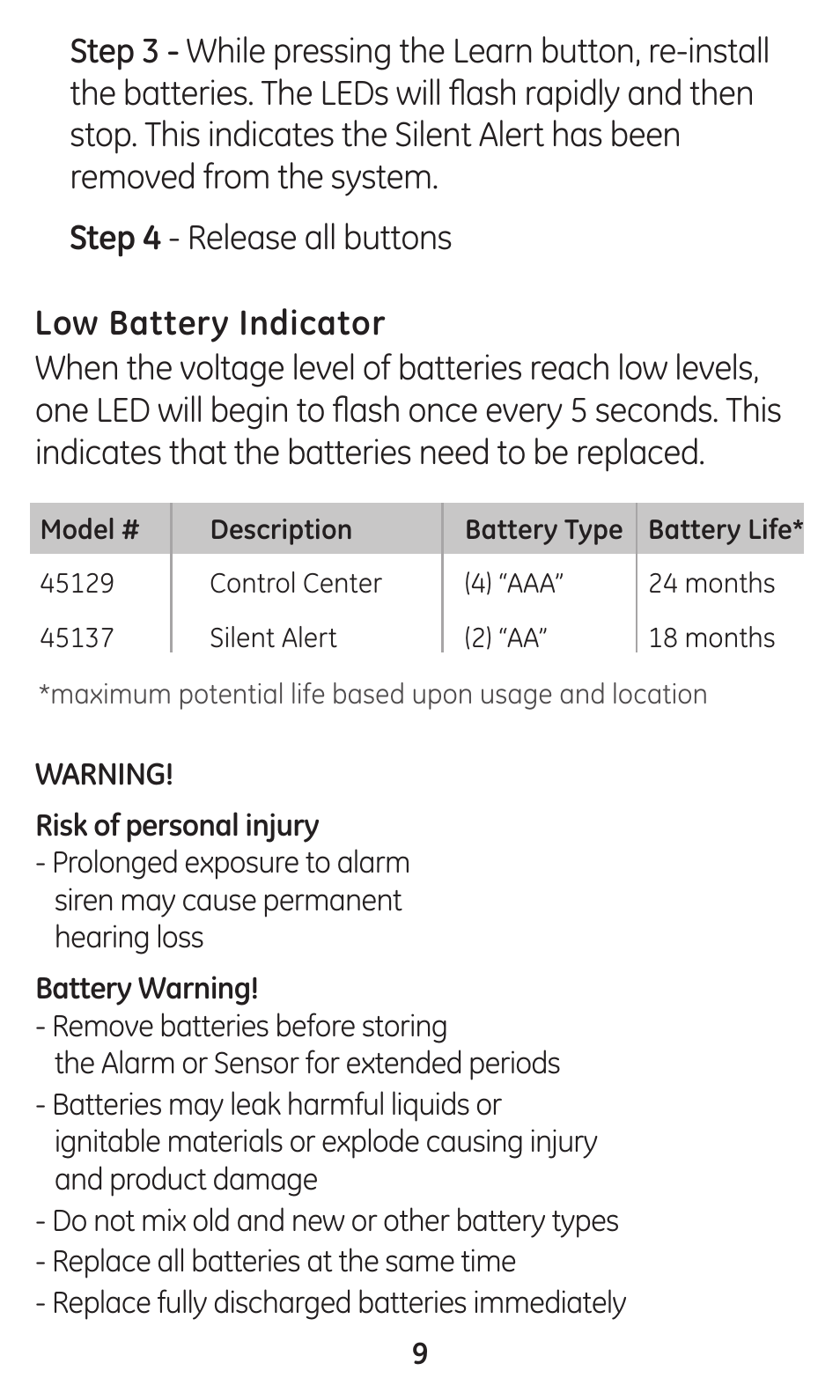 GE 45137 GE Choice Alert Silent Alert User Manual | Page 9 / 12