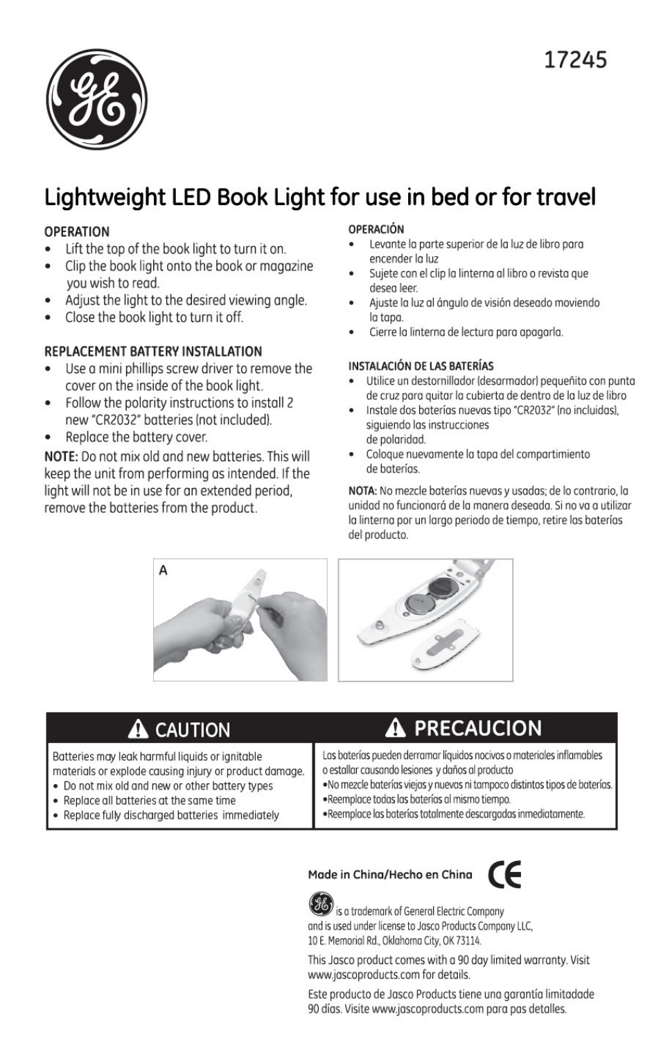 GE 17245 GE LED Book Light Red User Manual | 1 page