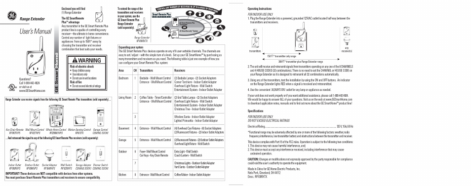 GE 50248 GE Range Extender User Manual | 1 page