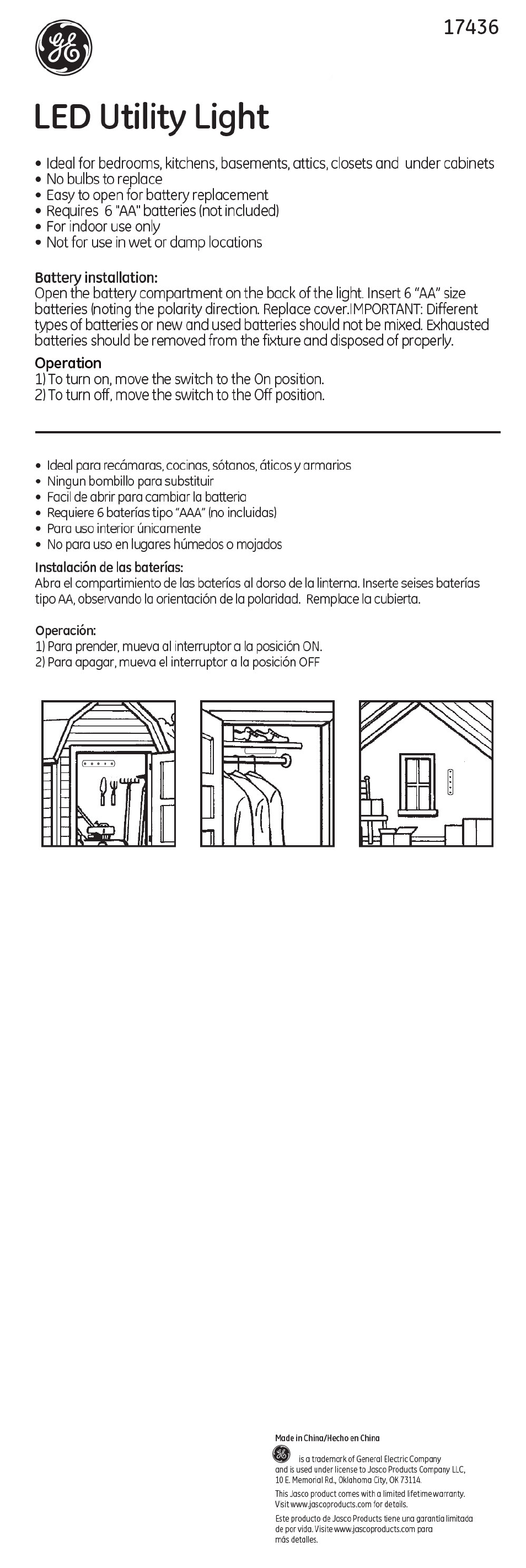 GE 17436 GE LED Utility Light Black 10 in User Manual | 1 page