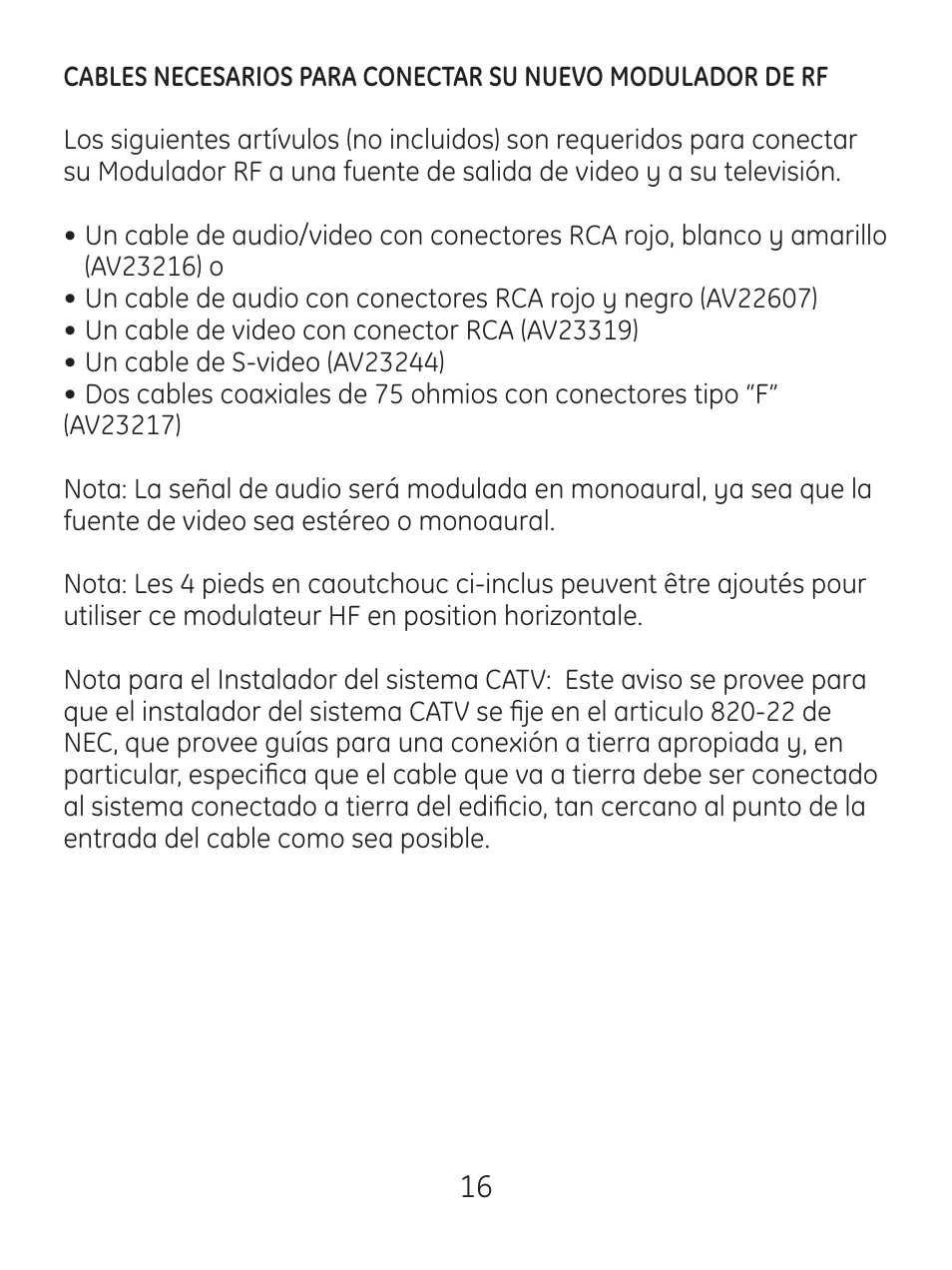 GE 83299 GE Video Converter FR Modulator with S-Video User Manual | Page 16 / 24