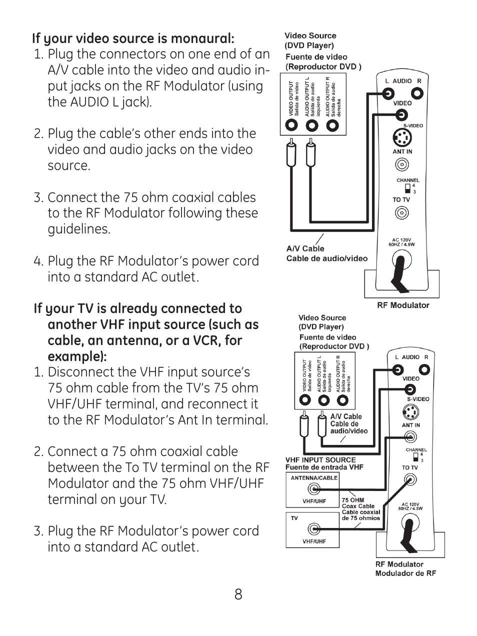 GE 83299 GE Video Converter FR Modulator with S-Video User Manual | Page 8 / 24