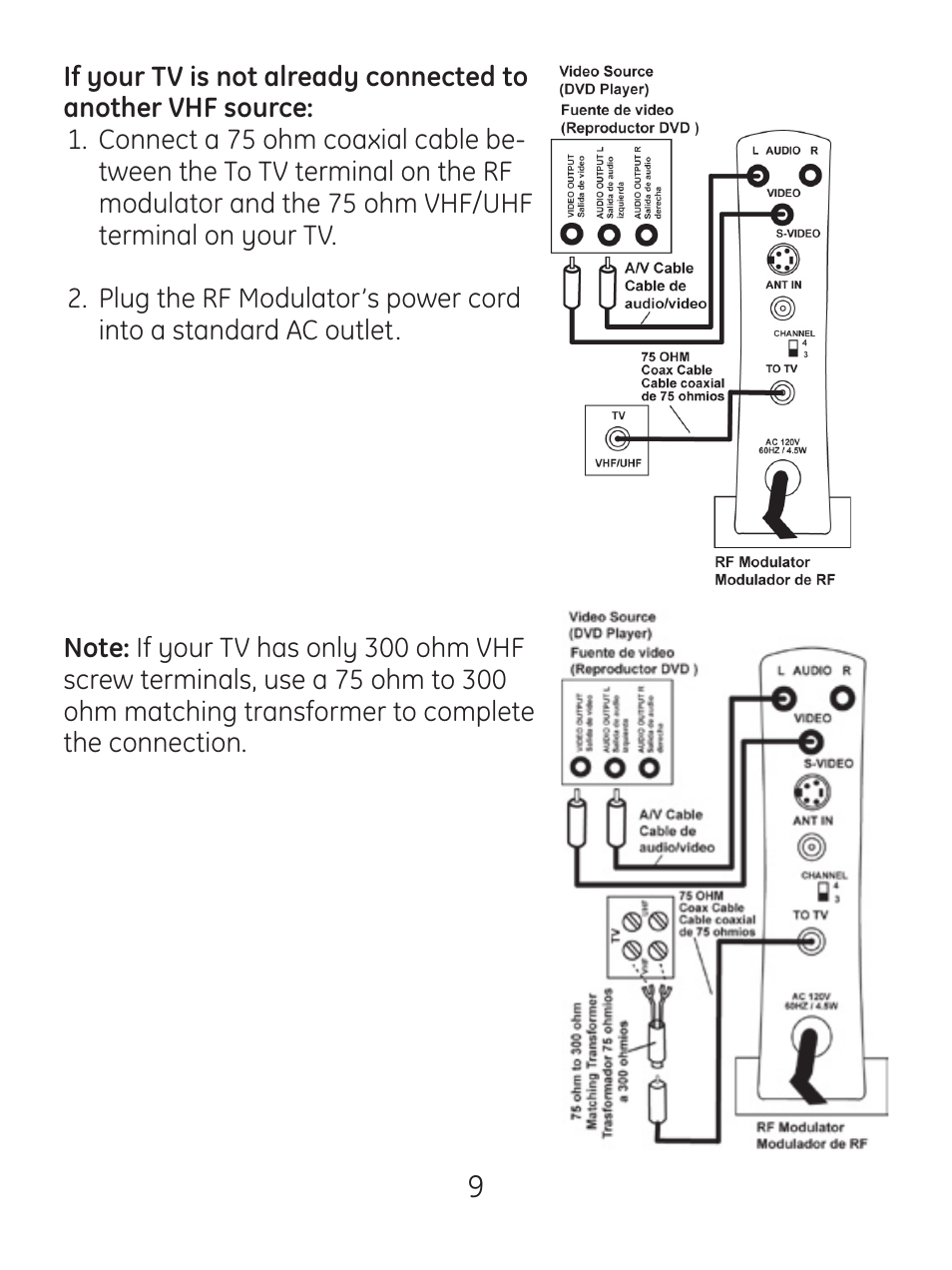 GE 83299 GE Video Converter FR Modulator with S-Video User Manual | Page 9 / 24