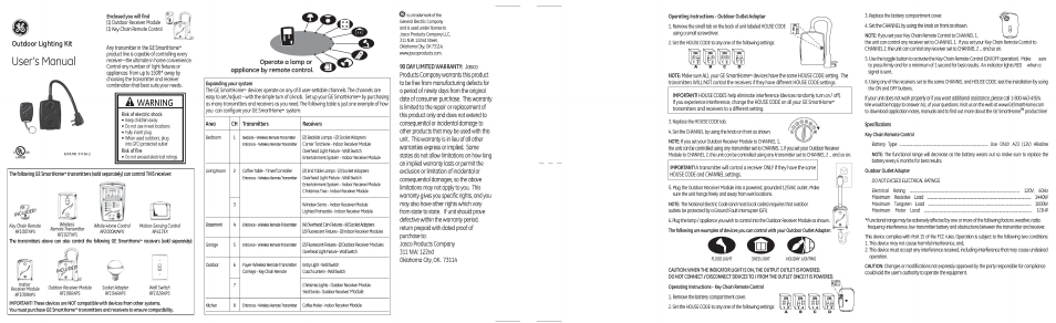 GE 51136 GE Outdoor Outlet Receiver with Keychain Remote Smart Remote Plus Compatible User Manual | 1 page
