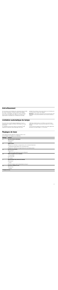 Anti-effacement, Remarque, Limitation automatique du temps | Réglages de base | Neff T18D44N1 User Manual | Page 17 / 36