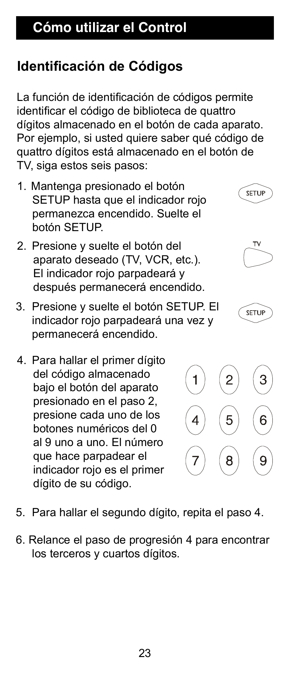 Cómo utilizar el control identificación de códigos | GE 24912 GE Universal Remote User Manual | Page 23 / 31