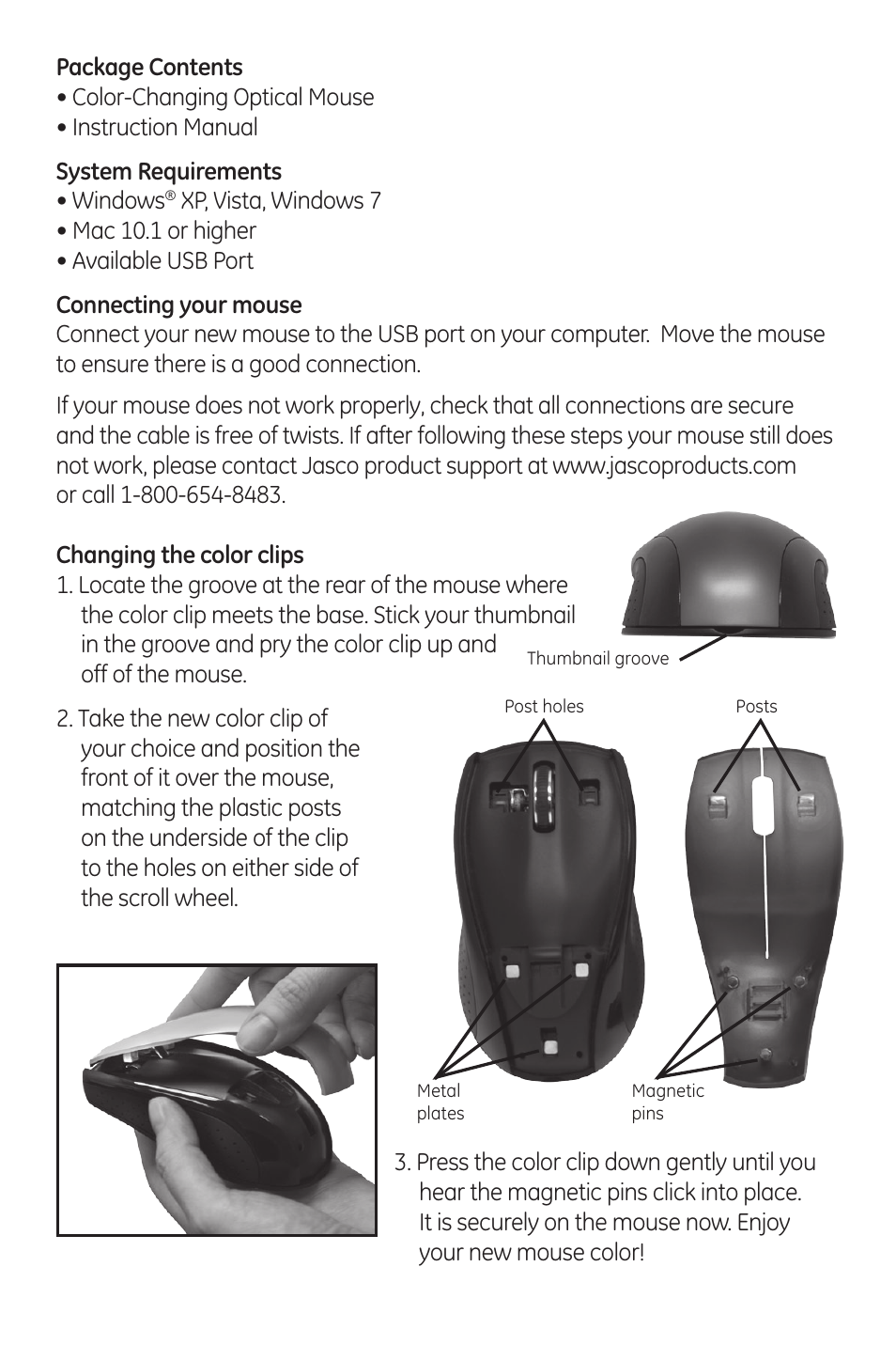 GE 98572 GE Color-Changing Optical Mouse User Manual | Page 2 / 7