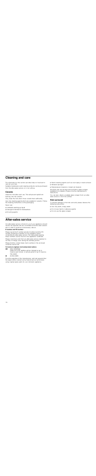 Cleaning and care, Ceramic, Hob surround | After-sales service, To book an engineer visit and product advice | Neff T13K20N0 User Manual | Page 16 / 24