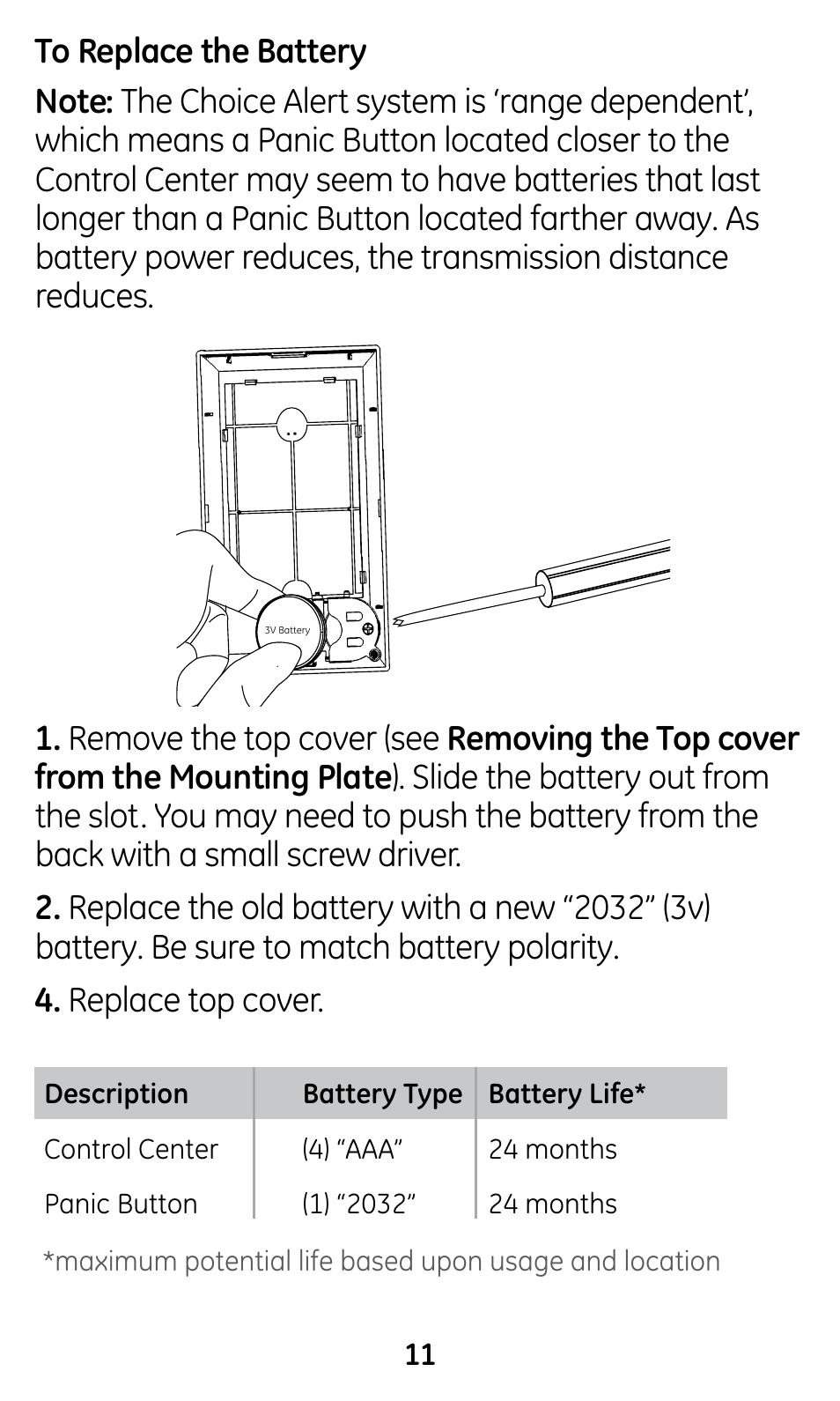 GE 45145 GE Choice Alert Wireless Panic Button User Manual | Page 11 / 15