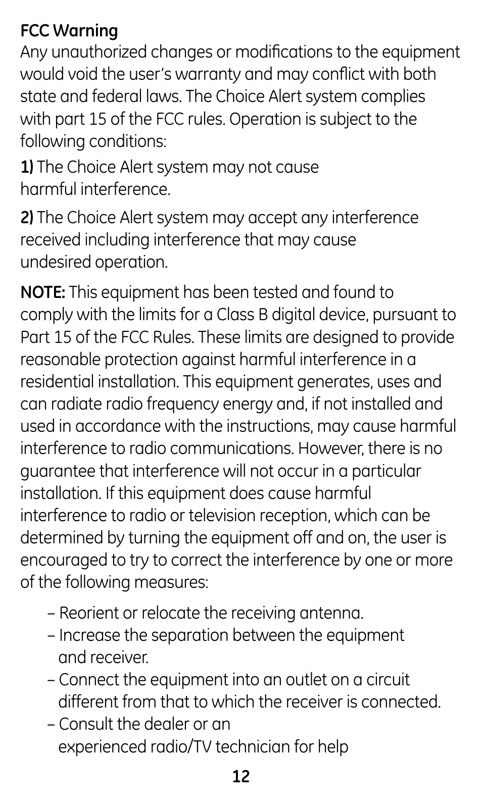 GE 45145 GE Choice Alert Wireless Panic Button User Manual | Page 12 / 15