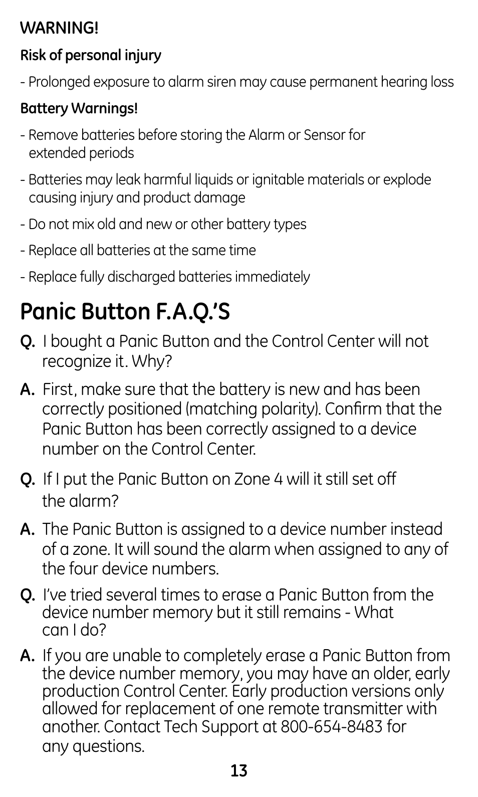 Panic button f.a.q.’s | GE 45145 GE Choice Alert Wireless Panic Button User Manual | Page 13 / 15