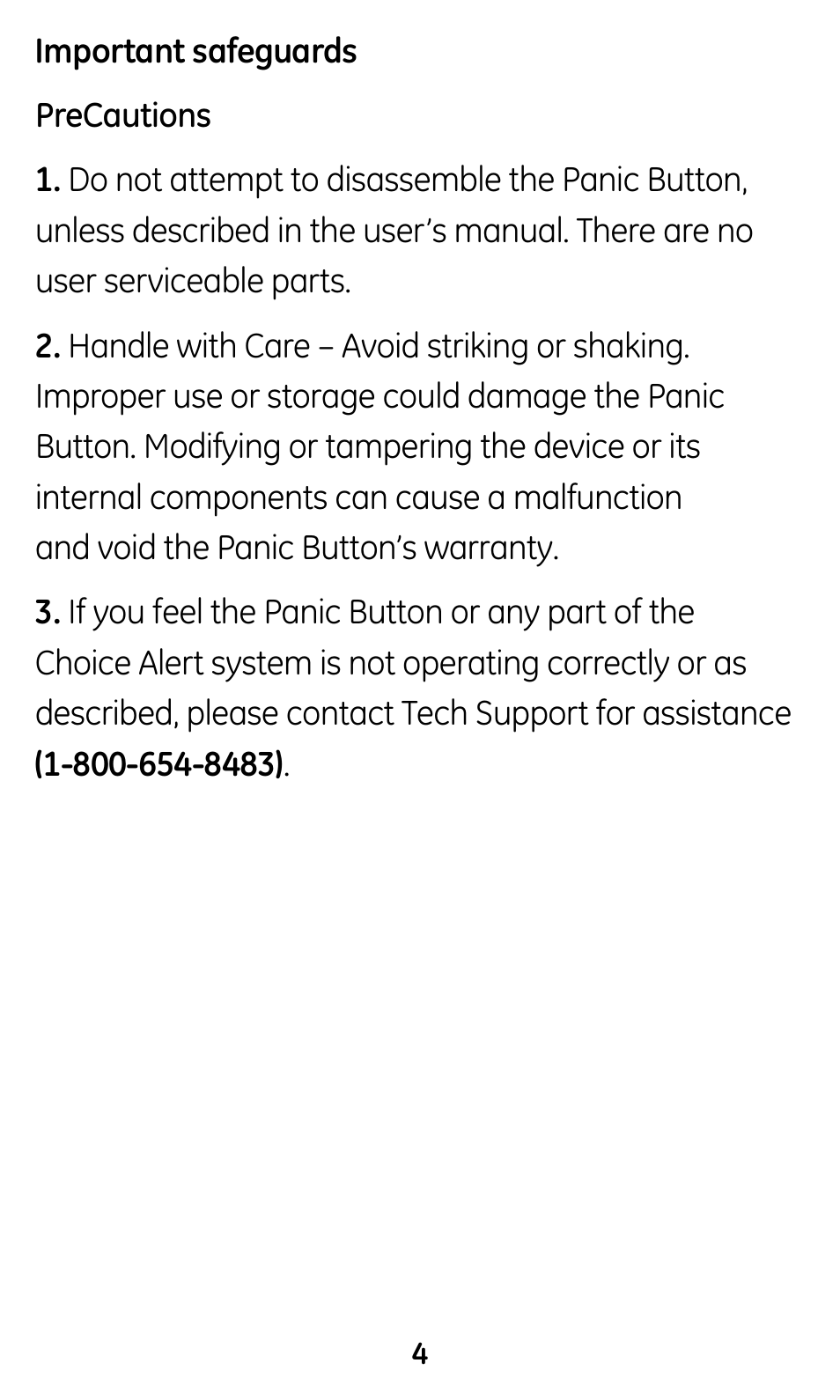 GE 45145 GE Choice Alert Wireless Panic Button User Manual | Page 4 / 15