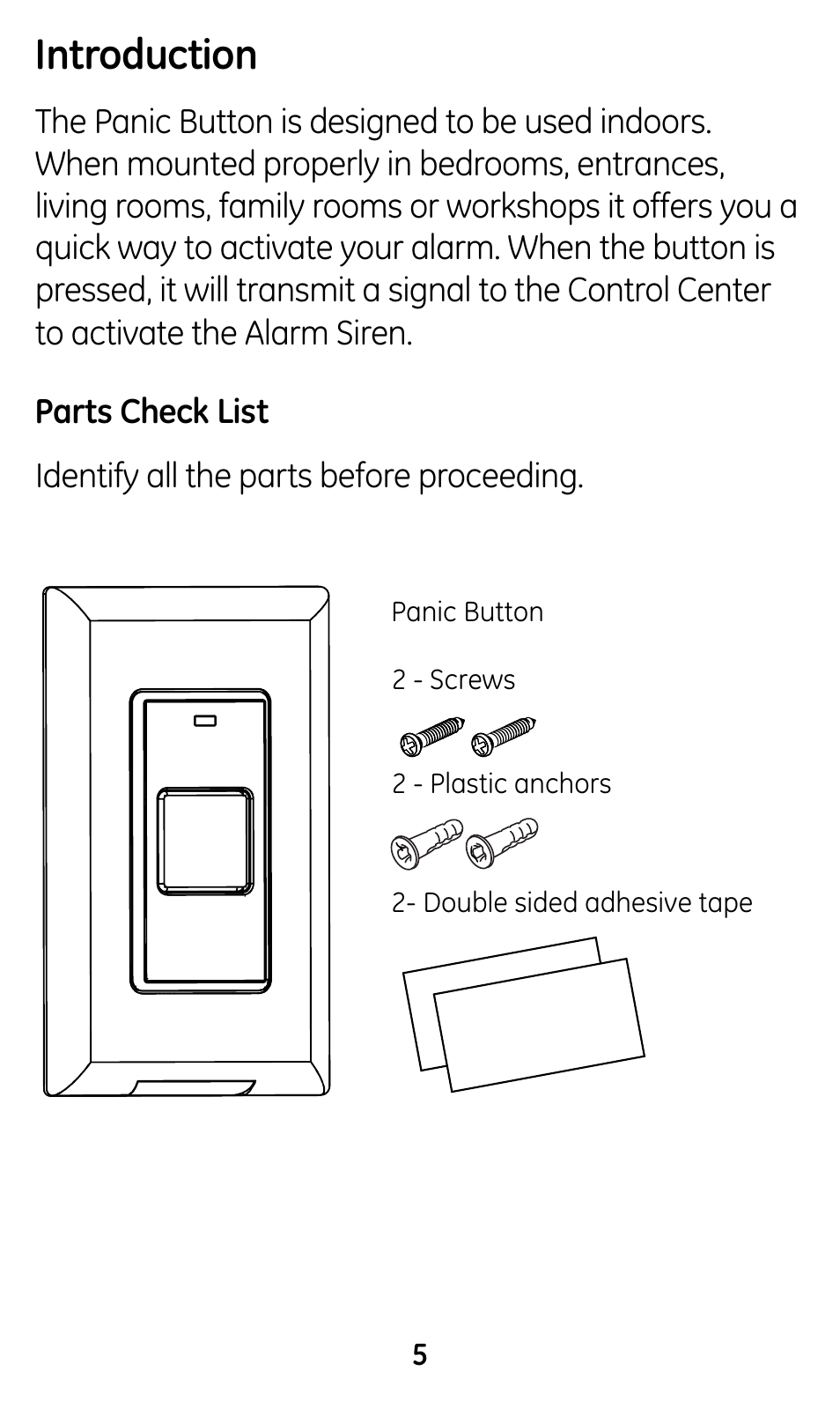 Introduction | GE 45145 GE Choice Alert Wireless Panic Button User Manual | Page 5 / 15