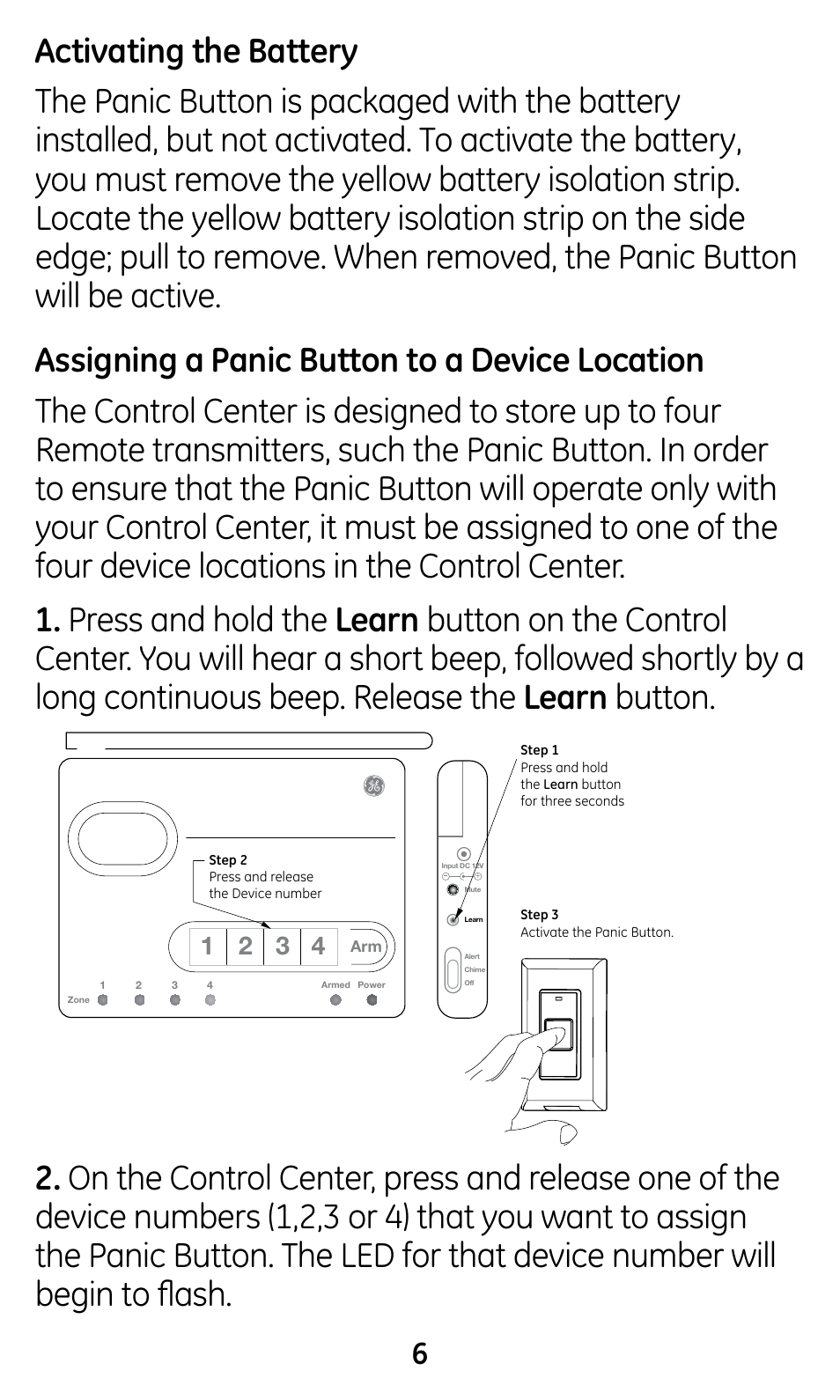 GE 45145 GE Choice Alert Wireless Panic Button User Manual | Page 6 / 15