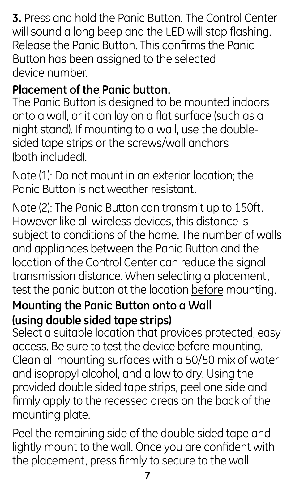 GE 45145 GE Choice Alert Wireless Panic Button User Manual | Page 7 / 15