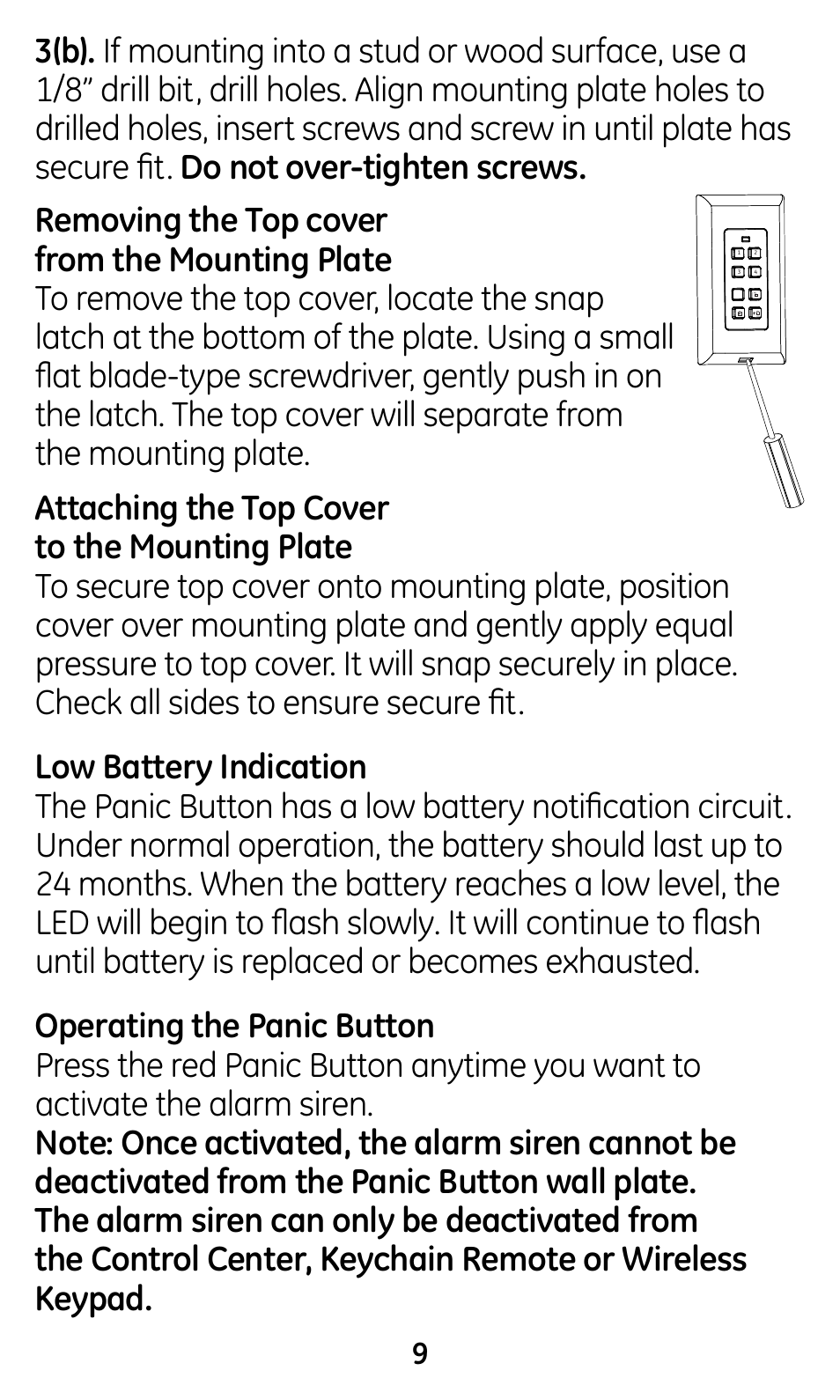 GE 45145 GE Choice Alert Wireless Panic Button User Manual | Page 9 / 15