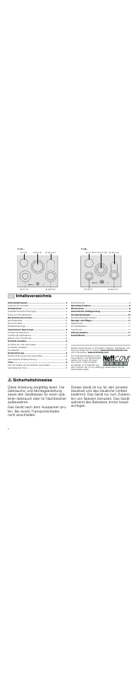 Neff T15T82X0 User Manual | Page 2 / 44