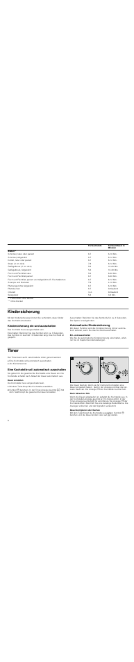 Kindersicherung, Kindersicherung ein-und ausschalten, Automatische kindersicherung | Ein- und ausschalten, Timer, Eine kochstelle soll automatisch ausschalten, Dauer einstellen, Mit dem twist-knopf die kochstelle auswählen, Nach ablauf der zeit, Dauer korrigieren oder löschen | Neff T15T82X0 User Manual | Page 8 / 44