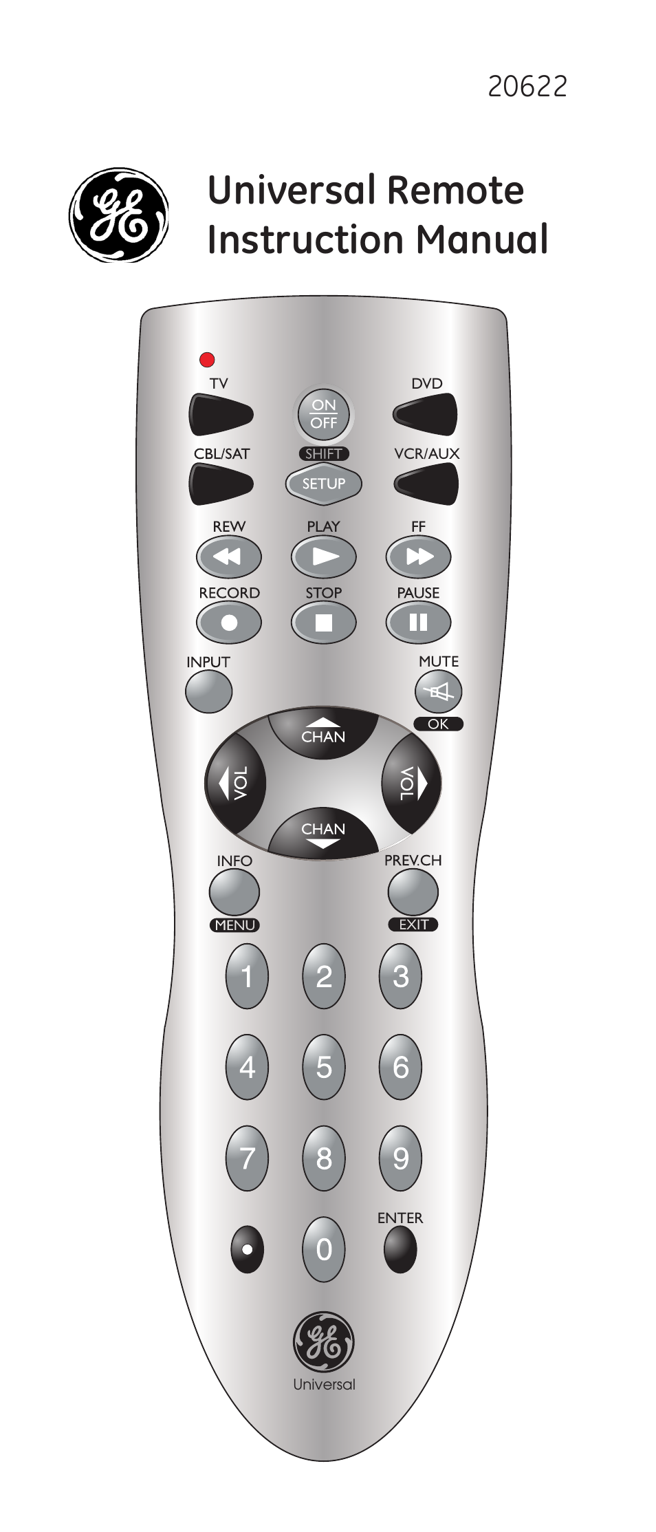 GE 20622 GE Universal Remote User Manual | 15 pages