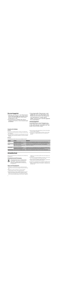 Stromschlaggefahr, Verletzungsgefahr, Ursachen für schäden | Achtung, Übersicht, Umweltschutz, Umweltschonende entsorgung, Tipps zum energiesparen | Neff T13D85N0 User Manual | Page 4 / 40