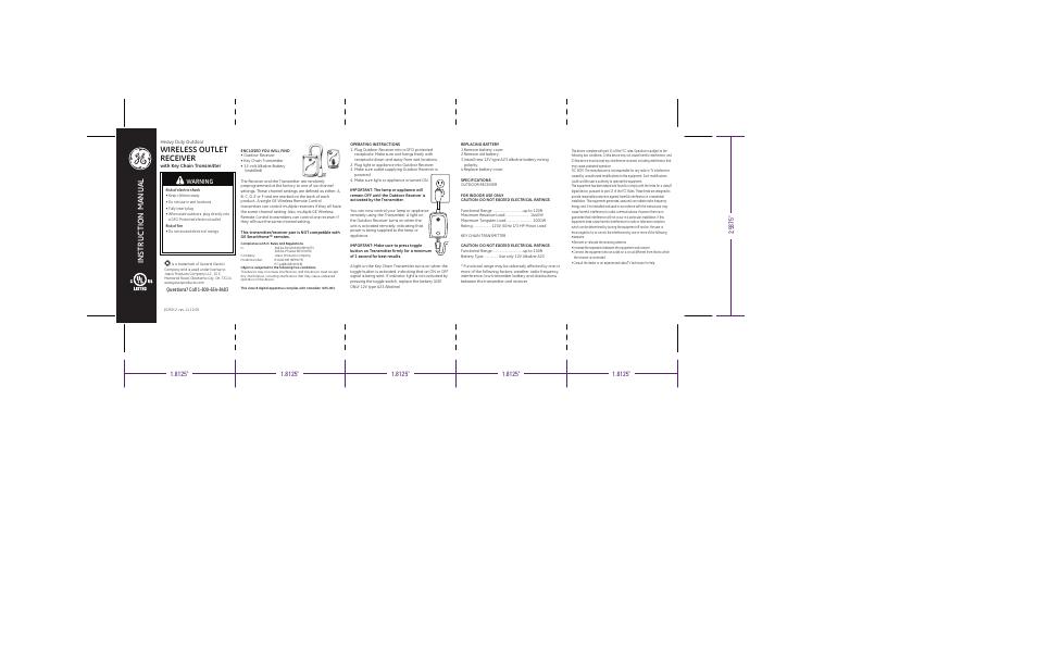 GE 15259 57883 Wireless Outlet Receiver User Manual | 1 page