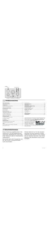 Neff T14T90N0 User Manual | Page 2 / 44