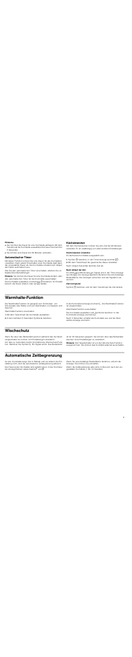 Hinweise, Automatischer timer, Hinweis | Küchenwecker, Küchenwecker einstellen, Es darf keine kochstelle ausgewählt sein, Symbol 3 berühren, in der timer-anzeige leuchtet, Nach ablauf der zeit, Zeit korrigieren, Warmhalte-funktion | Neff T14T90N0 User Manual | Page 9 / 44