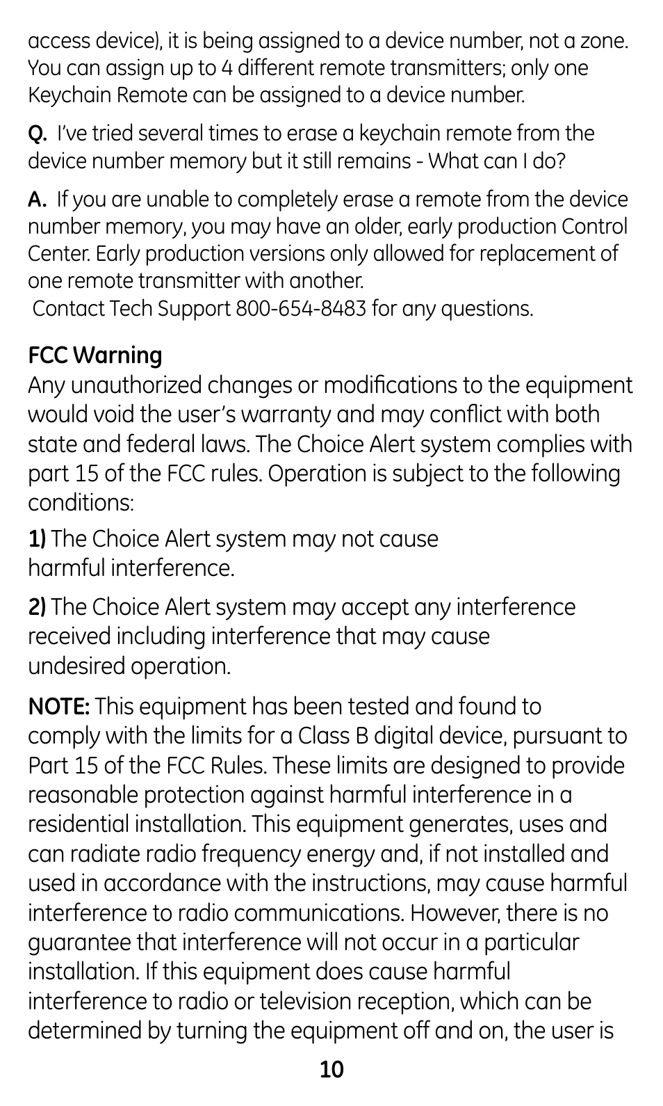 GE 45144 GE Choice Alert Key-chain Remote User Manual | Page 10 / 12