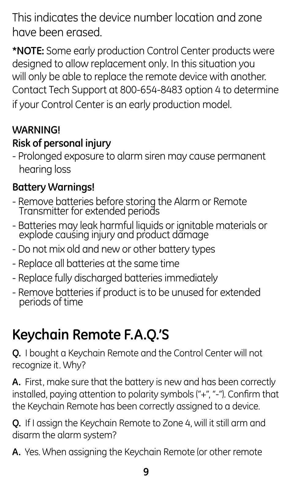 Keychain remote f.a.q.’s | GE 45144 GE Choice Alert Key-chain Remote User Manual | Page 9 / 12