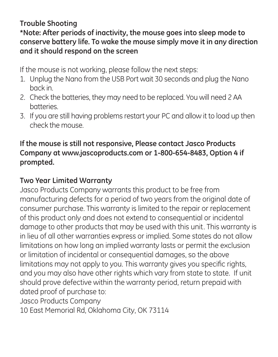 GE 99906 GE Wireless Mini Color Choice Mouse User Manual | Page 6 / 14