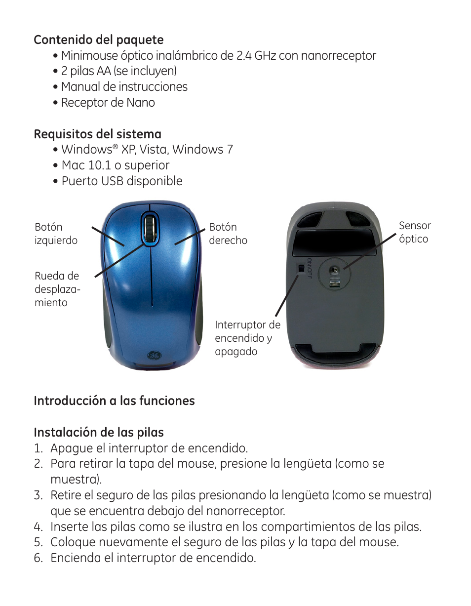 GE 99906 GE Wireless Mini Color Choice Mouse User Manual | Page 9 / 14