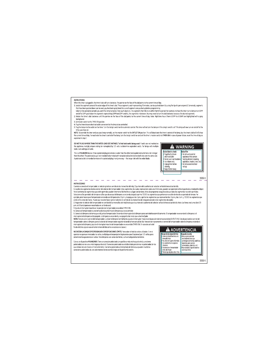 GE Plug-In 15152 Mechanical Timer User Manual | 1 page