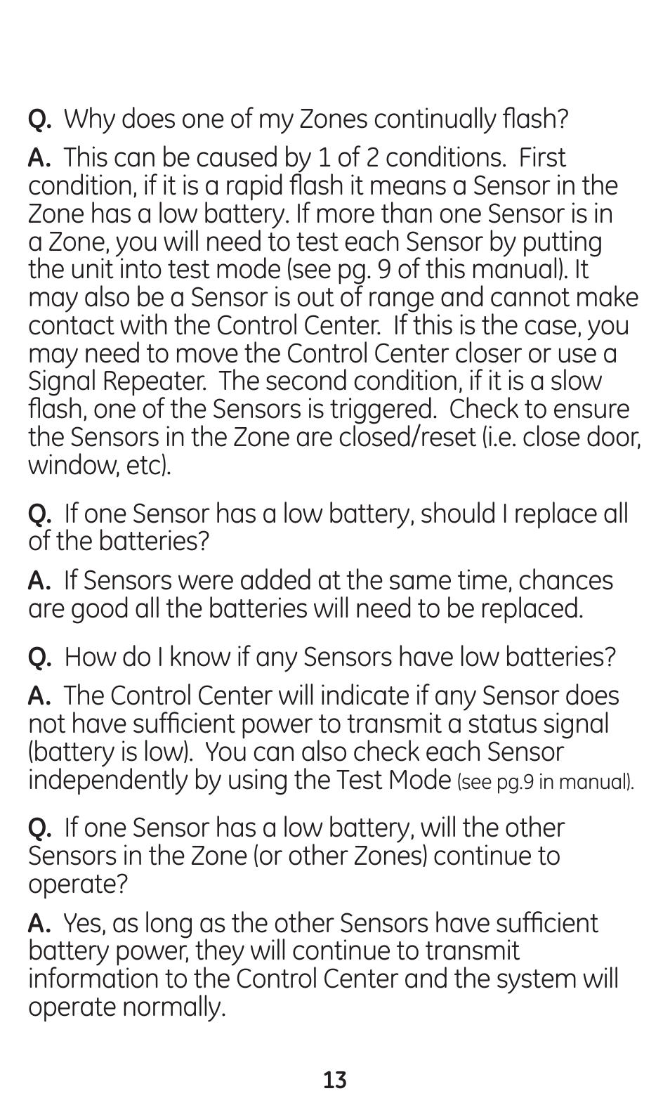 GE 45133 GE Choice Alert Water Leak Sensor User Manual | Page 13 / 16