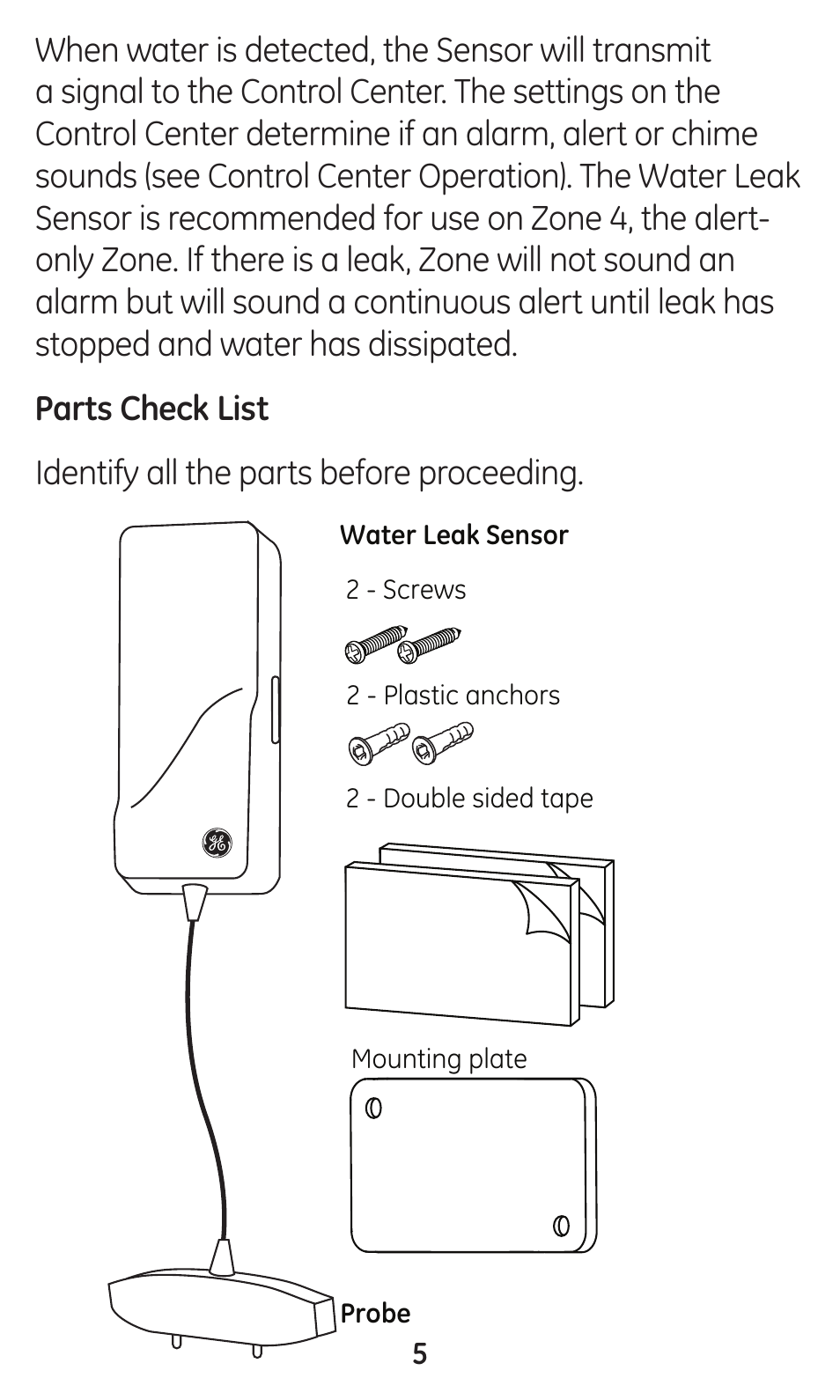 GE 45133 GE Choice Alert Water Leak Sensor User Manual | Page 5 / 16