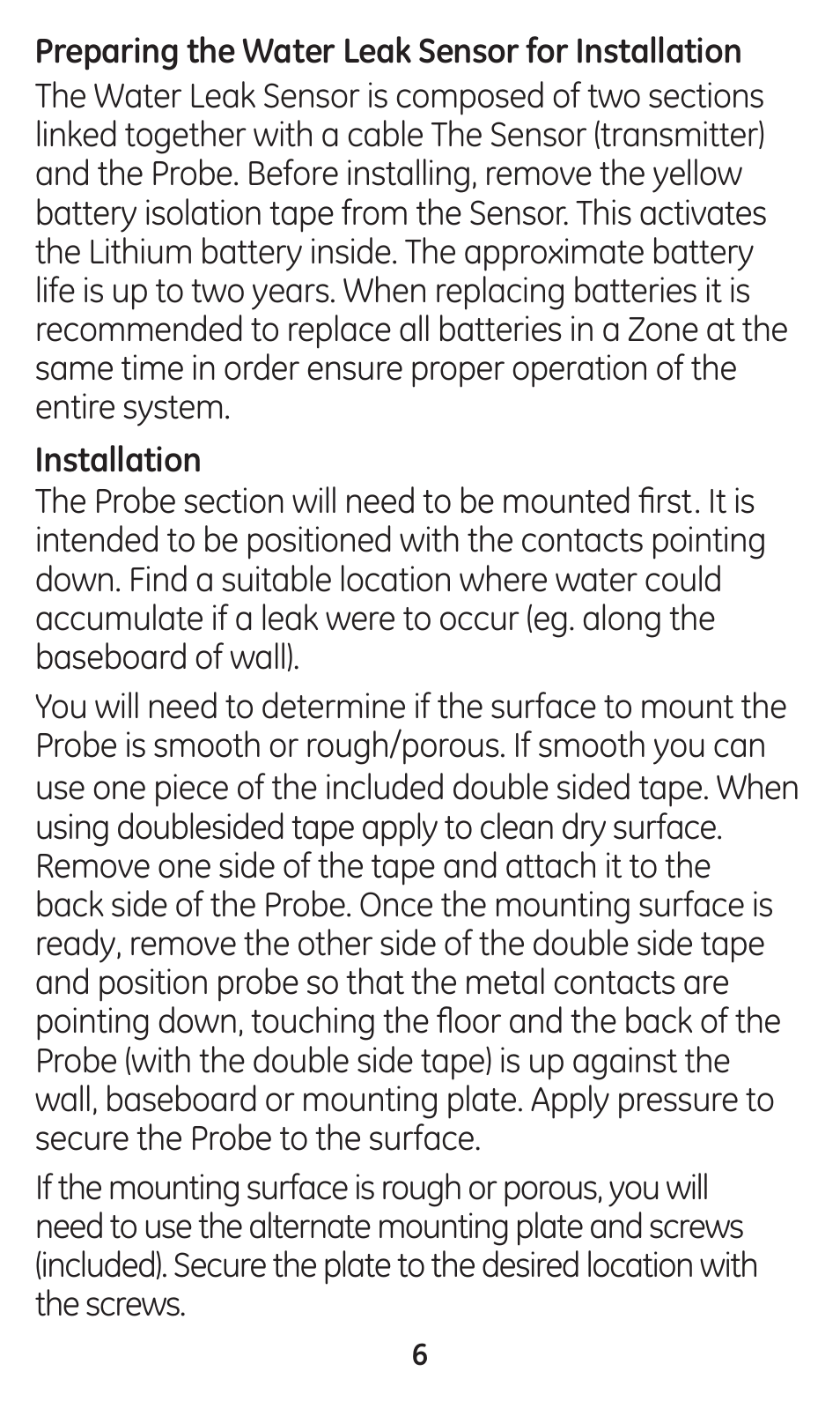 GE 45133 GE Choice Alert Water Leak Sensor User Manual | Page 6 / 16