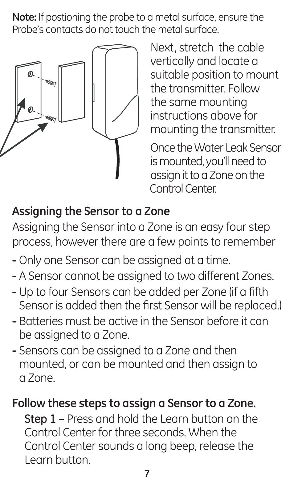 GE 45133 GE Choice Alert Water Leak Sensor User Manual | Page 7 / 16