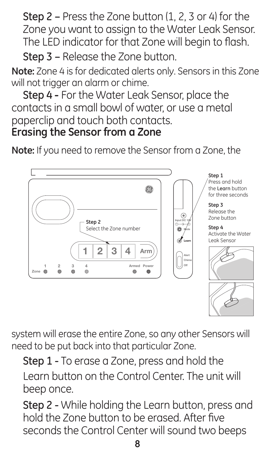 GE 45133 GE Choice Alert Water Leak Sensor User Manual | Page 8 / 16