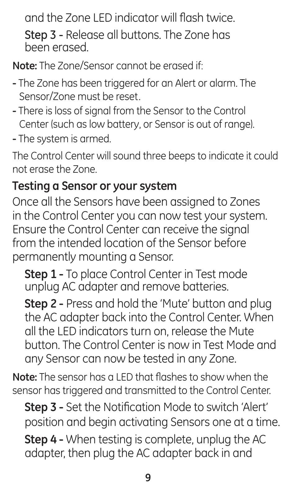 GE 45133 GE Choice Alert Water Leak Sensor User Manual | Page 9 / 16