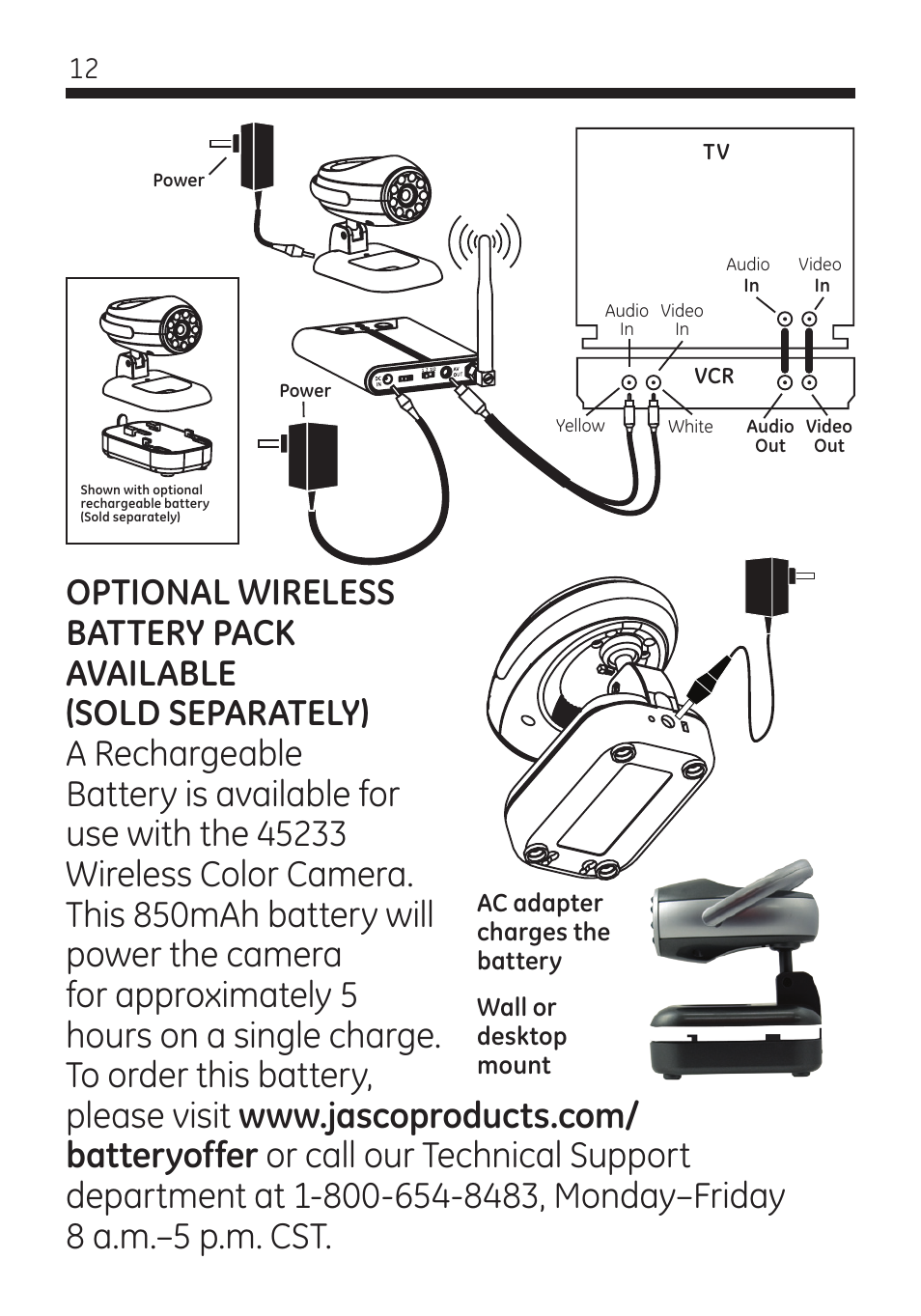 GE 45260 GE Home Monitoring Wireless Color Camera System with Receiver User Manual | Page 12 / 16